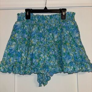 Floral Blue and Green Ruffle Skort American Eagle size medium